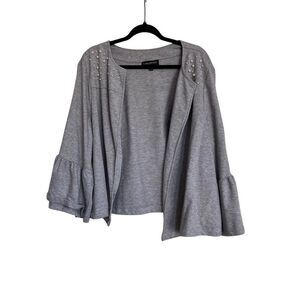 Lane Bryant Cardigan Womens Size 22/24 Heather Gray Pearl Accented Open Front